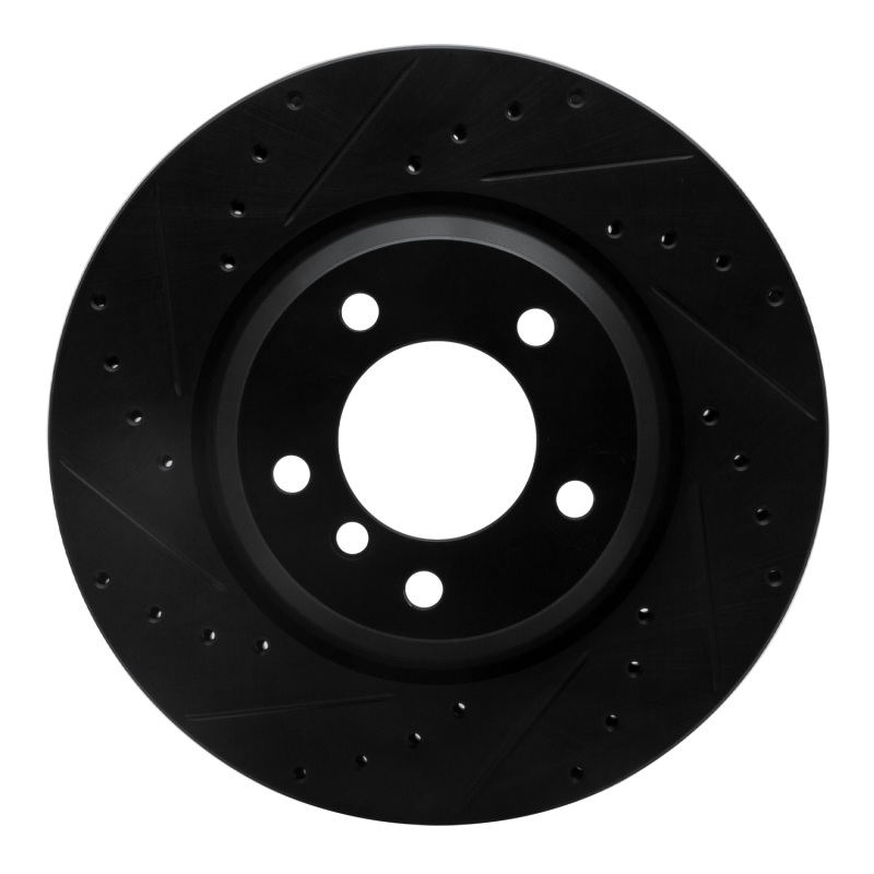 BMW X1 Brake Rotor (1) - Front Left - R1 Concepts - Drilled & Slotted - Black - `06-`12